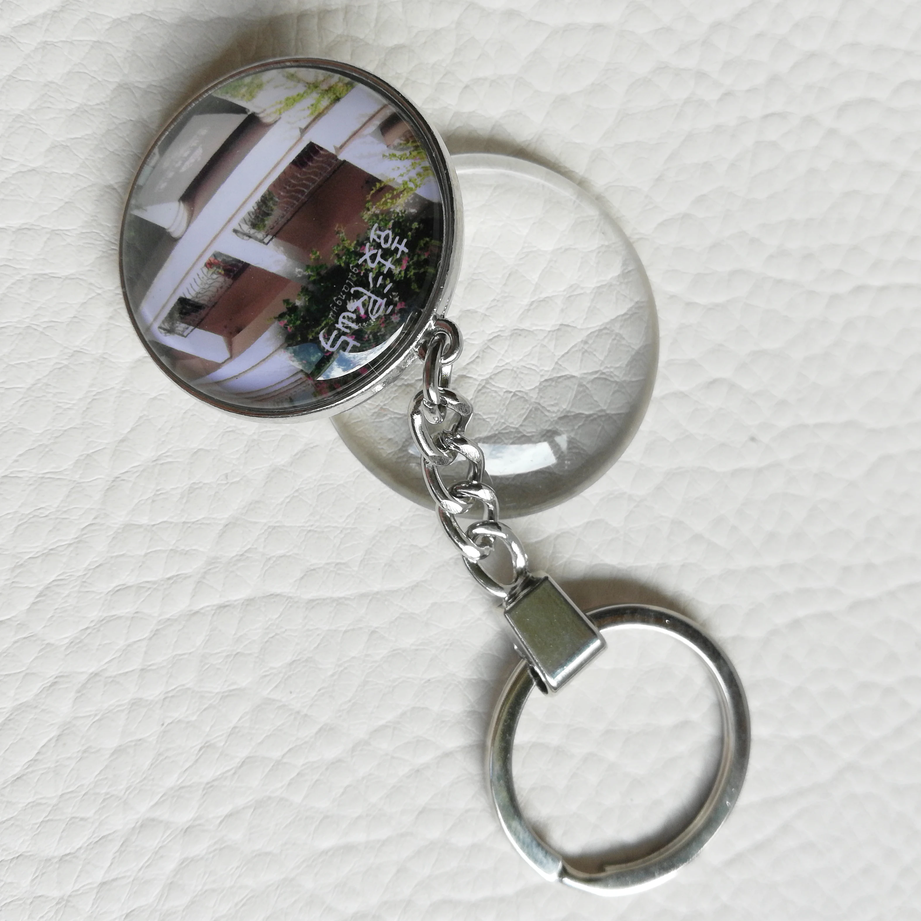 New products wholesale factory custom best quality crystal round double side glass keychain
