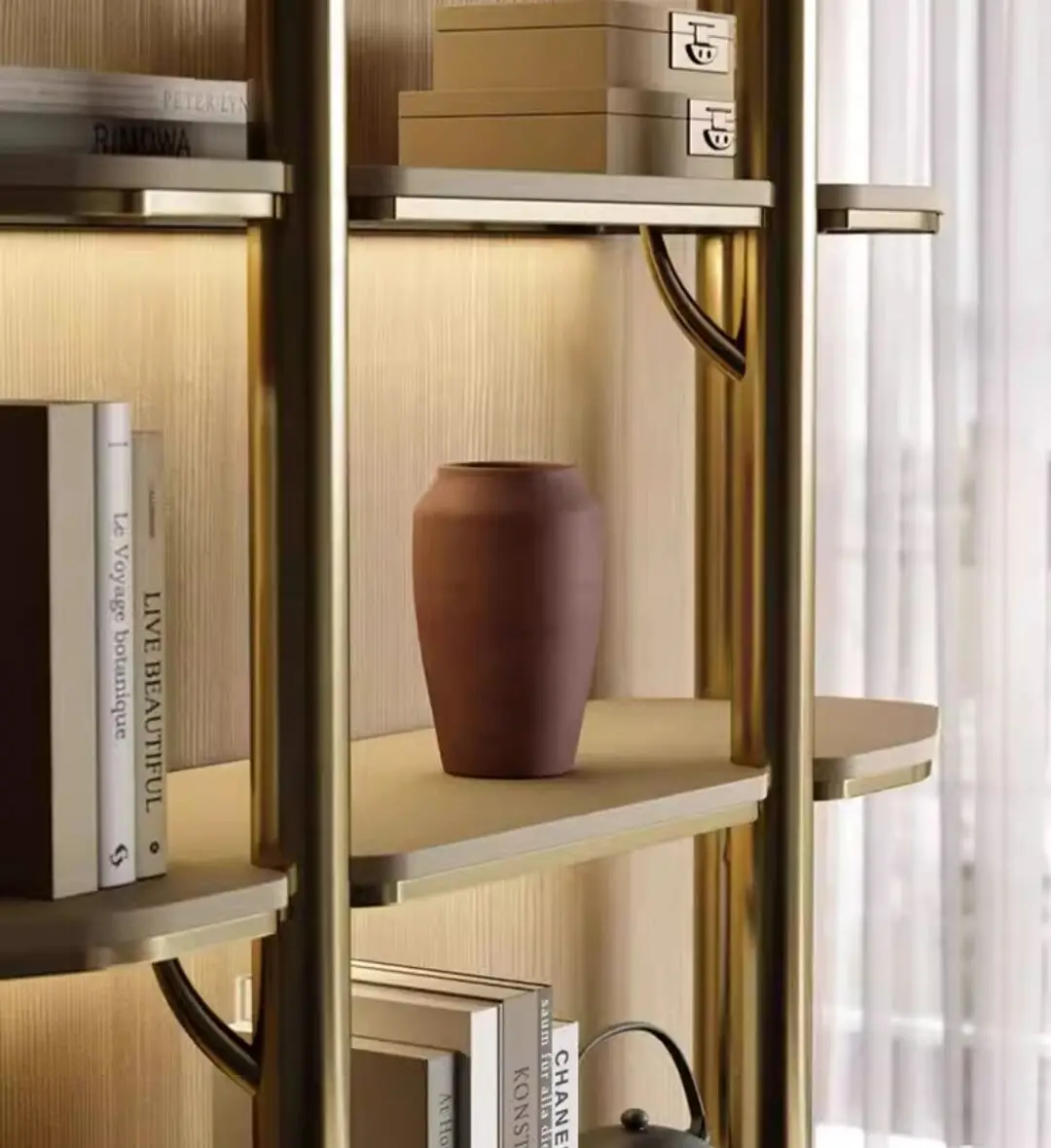 Modern minimalist creative office multi-layer floor storage decorative shelves Luxury designer bookshelves