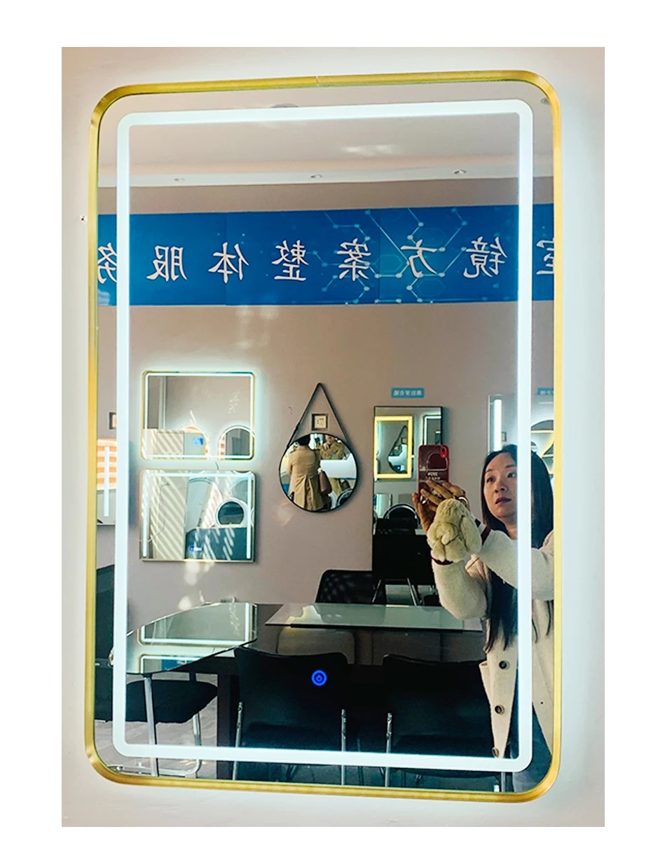 New Design Frameless Illuminated Defogger Round Wall Mirrors, Digital Mirror Bathroom LED Mirror