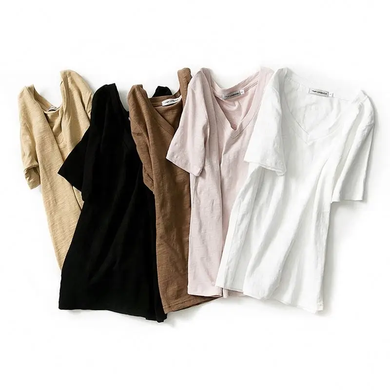 2020 Wholesale Women Clothing Bamboo Cotton Custom Made Women Hemp T Shirts