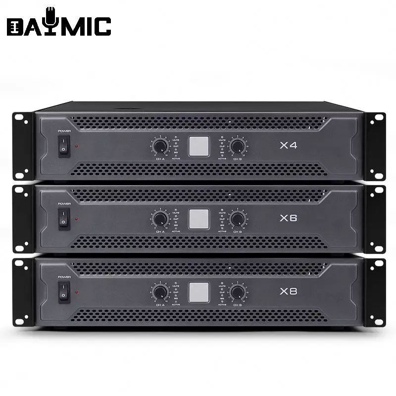 2U 2*400W X4 Pure Rear Power Amplifier X4 X6 X8 Power Mixer Professional Amplifier Smart Audio Amplifier For Outdoors