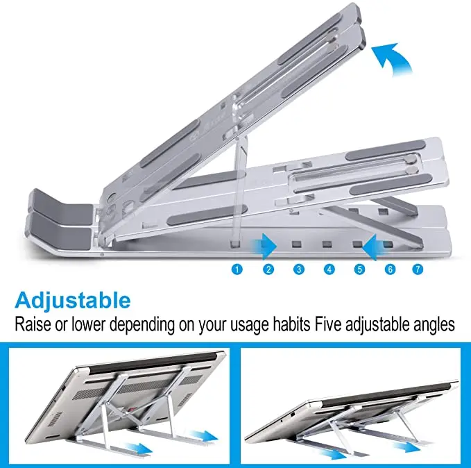 Adjustable Ergonomic Portable Aluminum Alloy Laptop Holder Laptop Stand Portable Foldable Lightweight Notebook Computer Stand