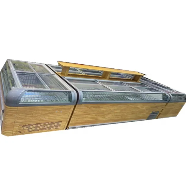 Hot sale commercial Curved top glass sliding door chest Deep display fridge Freezer for super market