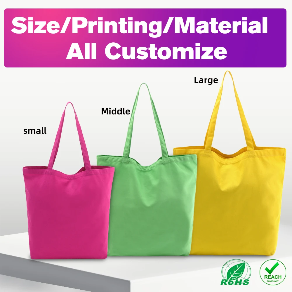 Wholesale Custom Green Canvas Bag 100% Cotton Tote Bag Satin Tote Bag