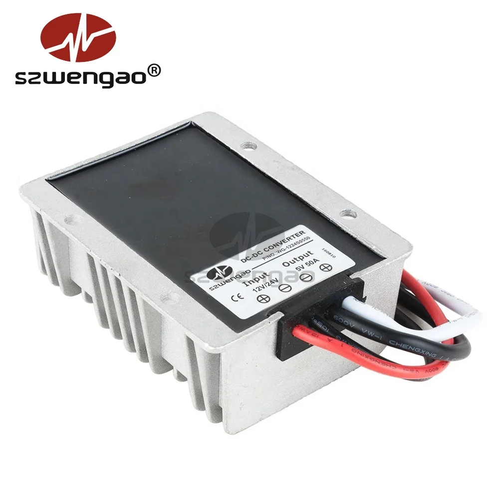 Waterproof IP67 Buck Converter DC-DC 12V/24V to 5V 40A 50A 200W 250W  Step Down Adjustable Power Module