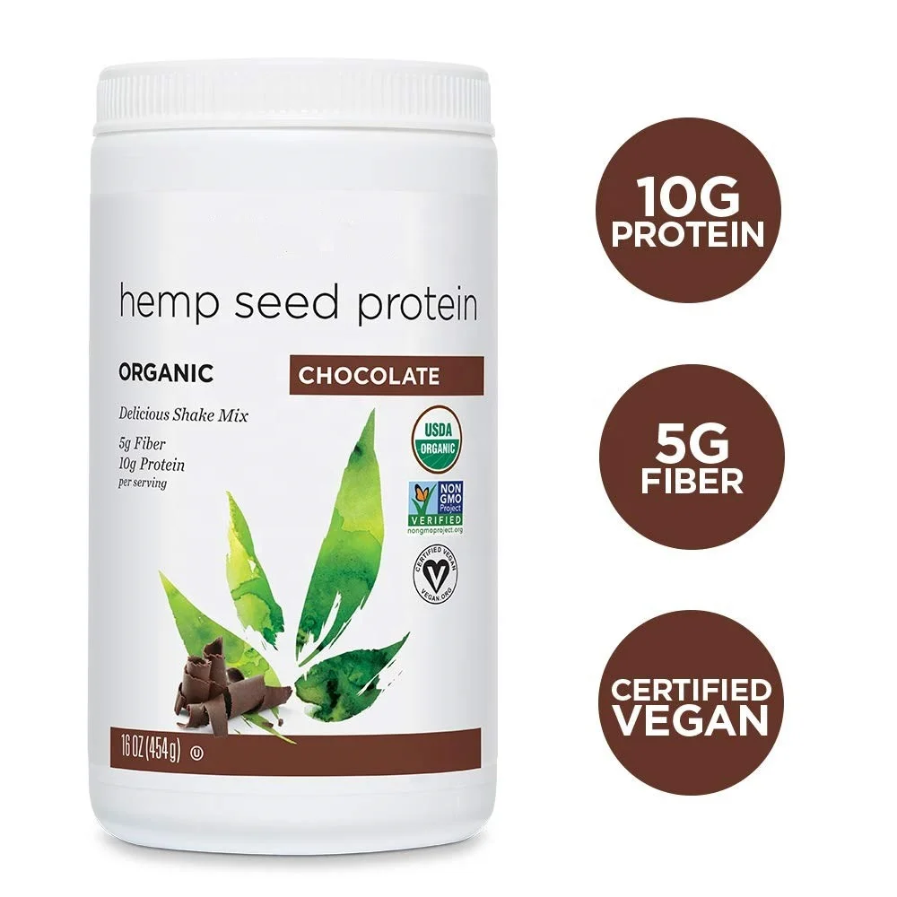 OEM конопляные продукты органический холодной обработки конопляный белок порошок плюс волокнистый шоколад вкус 454 г 16 унций