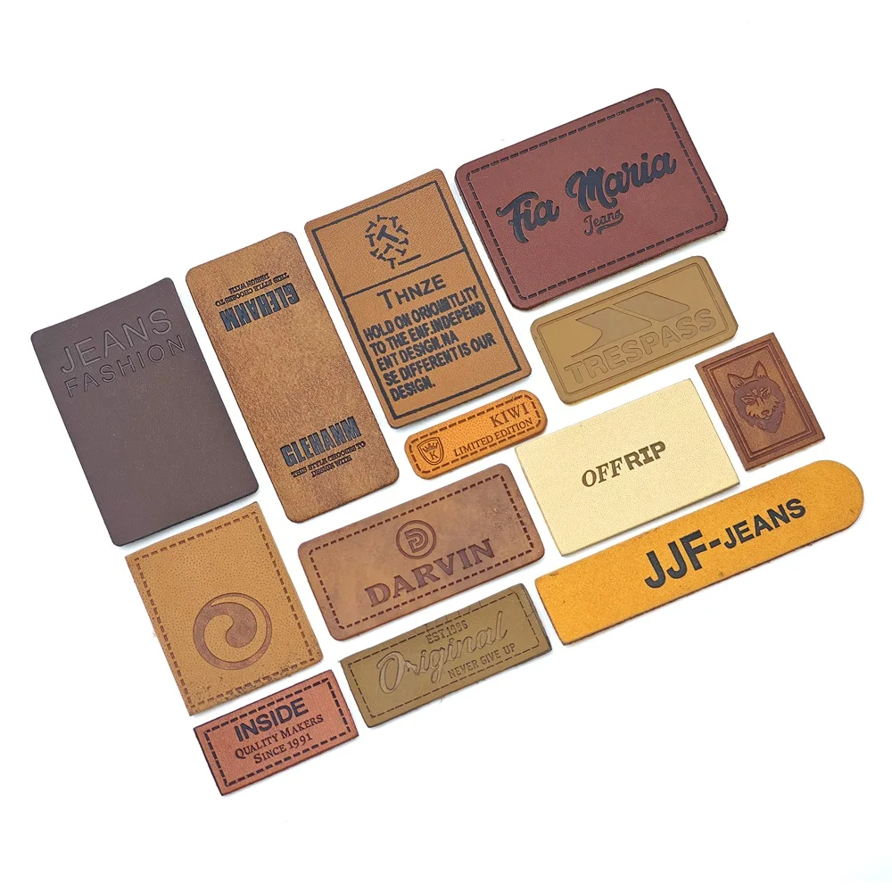 Garment clothing clothes denim faux patch custom logo jeans leather label pu leather tag for clothes bags jeans