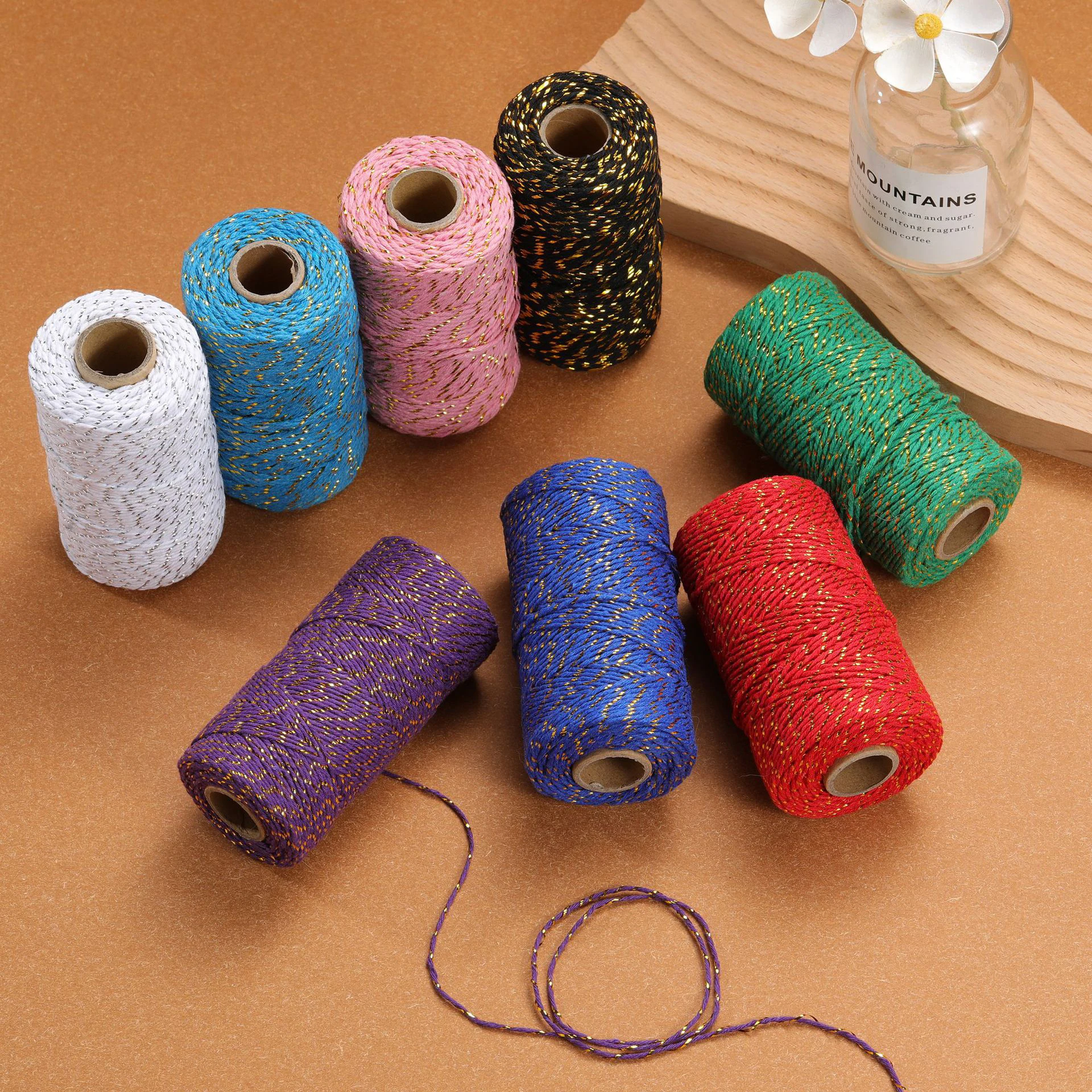 Charmkey MACRAME CORD 2MM NATURAL COTTON ROPE TWISTED for Macrame