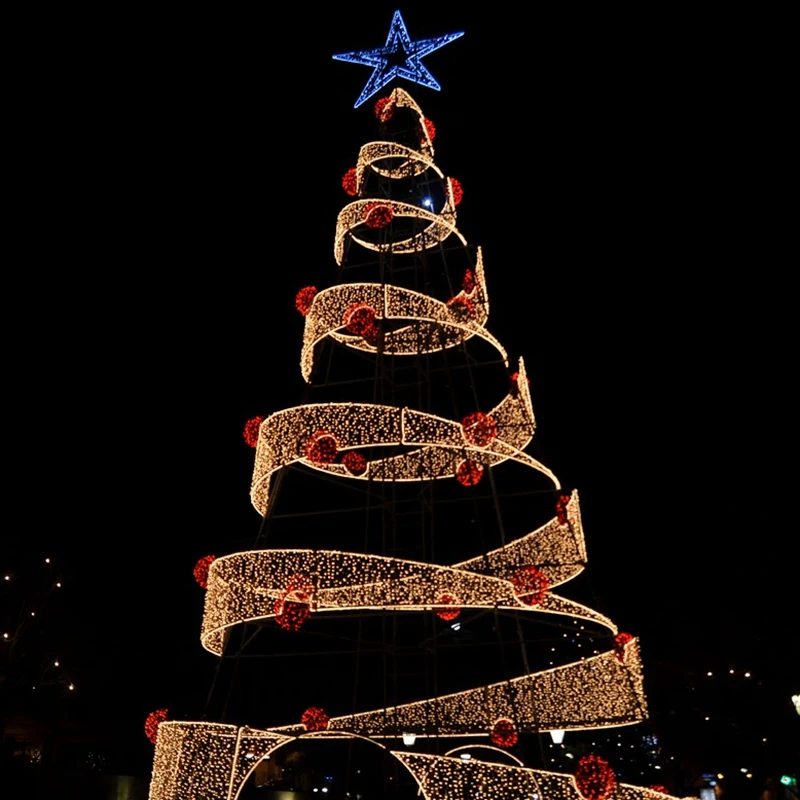 Artificial spiral outdoor commercial lighted large giant christmas tree for Mall decoration