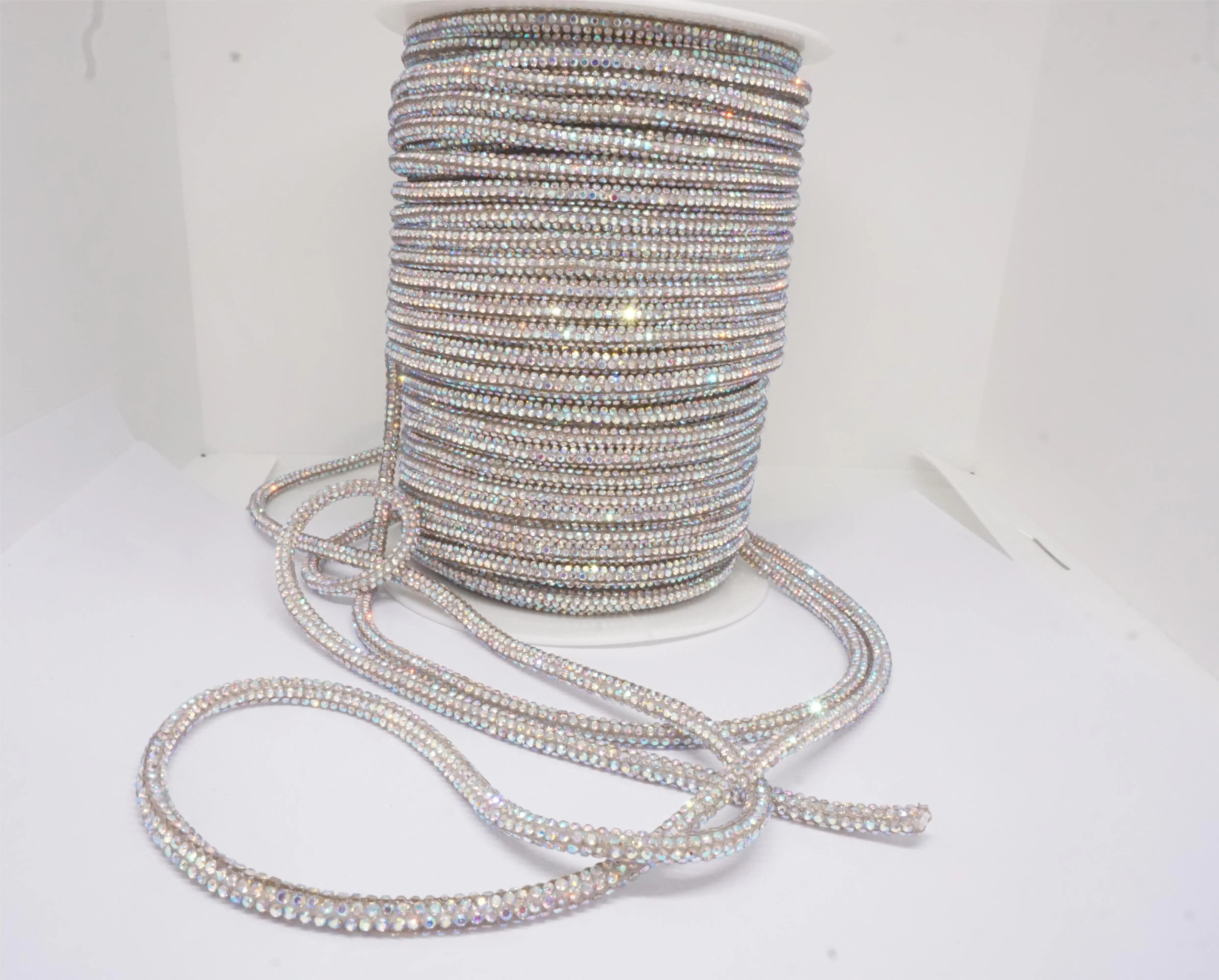 AB Diamond Rope Colorful Sparkling Round Tube Diamond Rope 4mm 6mm Crystal Shoe Lace DIY Rope