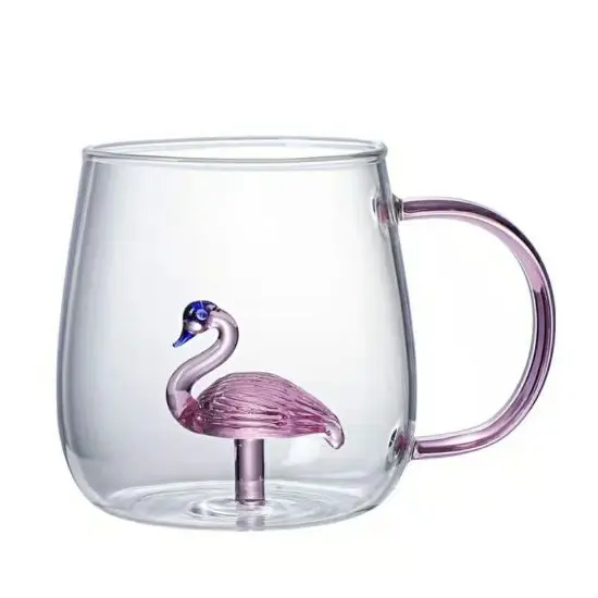 Cartoon Animal-Shaped Borosilicate Glass Mug Single Layer for Hot Coffee Cold Juice American Style Handgrip for Business Gifts