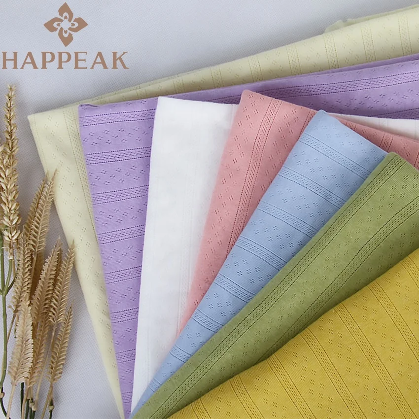 HAPPEAK High Quality Pointelle Knit Fabric Soft Feeling Custom Print Polyester Cotton Jacquard Rib Knitted Fabric