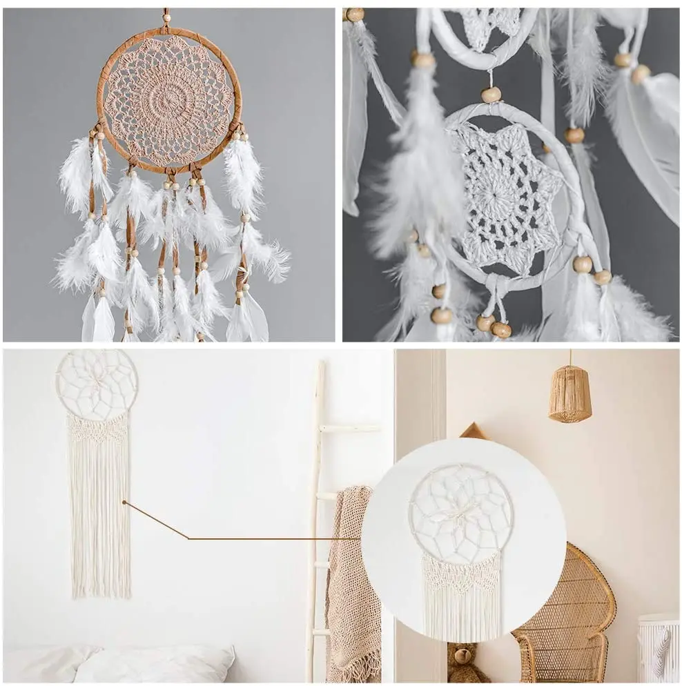 Floral Hoops Wreath Rings Wooden Macrame Bamboo wood Rings for DIY Dream Catcher
