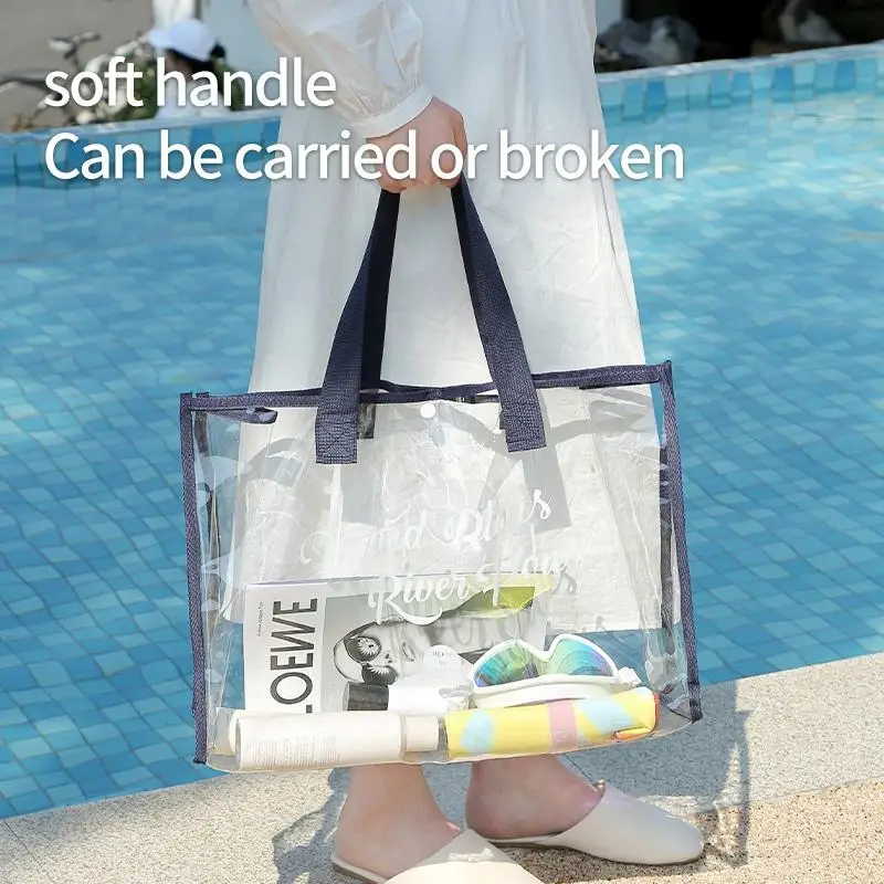 2024 New Waterproof Beach Tote Pool Bags for Women Ladies Large Gym Tote PVC Clear Plastic Hand Storage Bag Shopping Bag