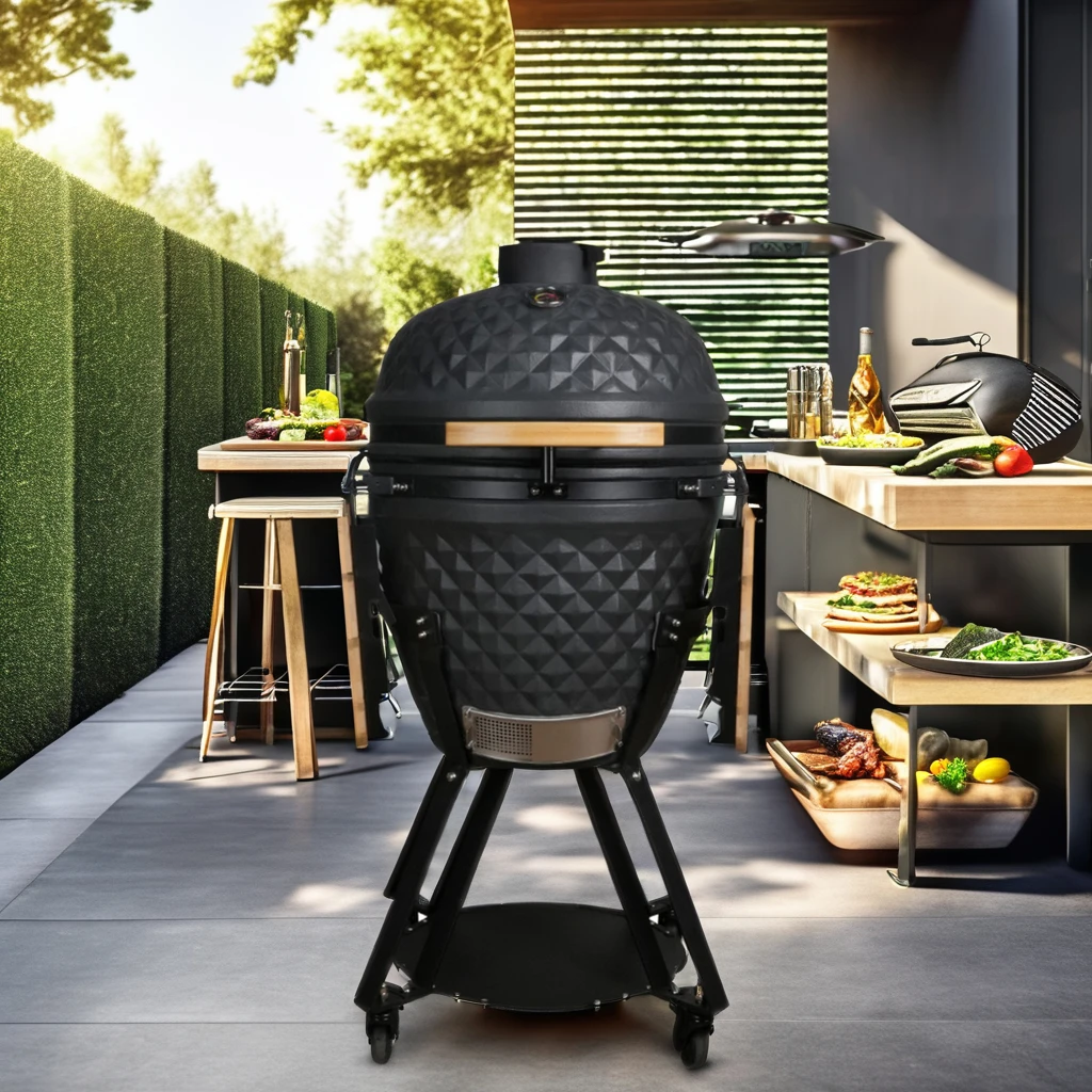 Auplex New Design Kamado 21 inch Charcoal Kamado Bbq Grill for Outdoor barbecue Ceramic Bbq Grills Kamado Grill