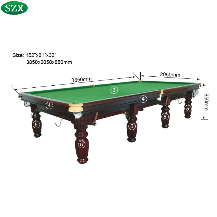 SZX standard size solid wood slate snooker table price on sale in China