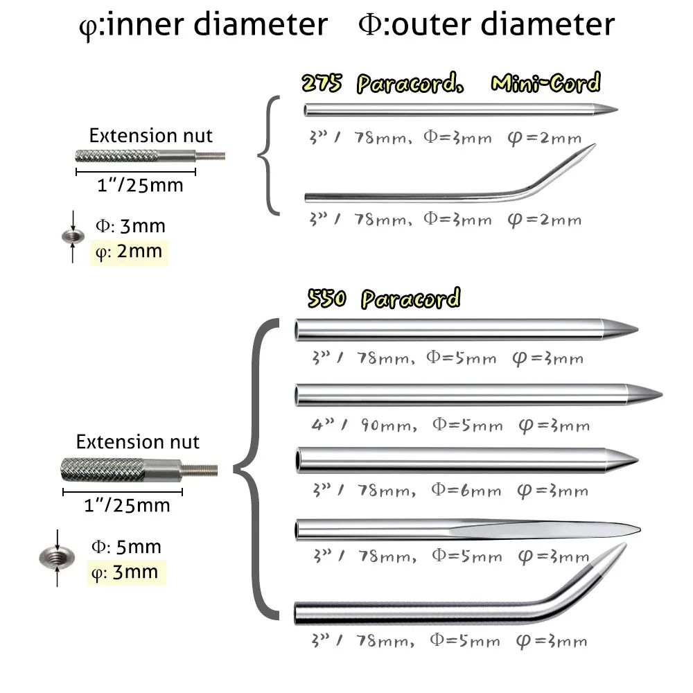 Paracord Bracelet Handmade DIY Weaving Tool 9 Pieces Stainless Steel Umbrella Rope Braided Knitting Needle Set