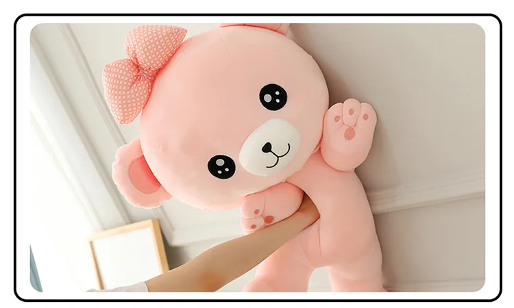 High quality stuffed soft giant pink blue teddy bear with bow plush toys