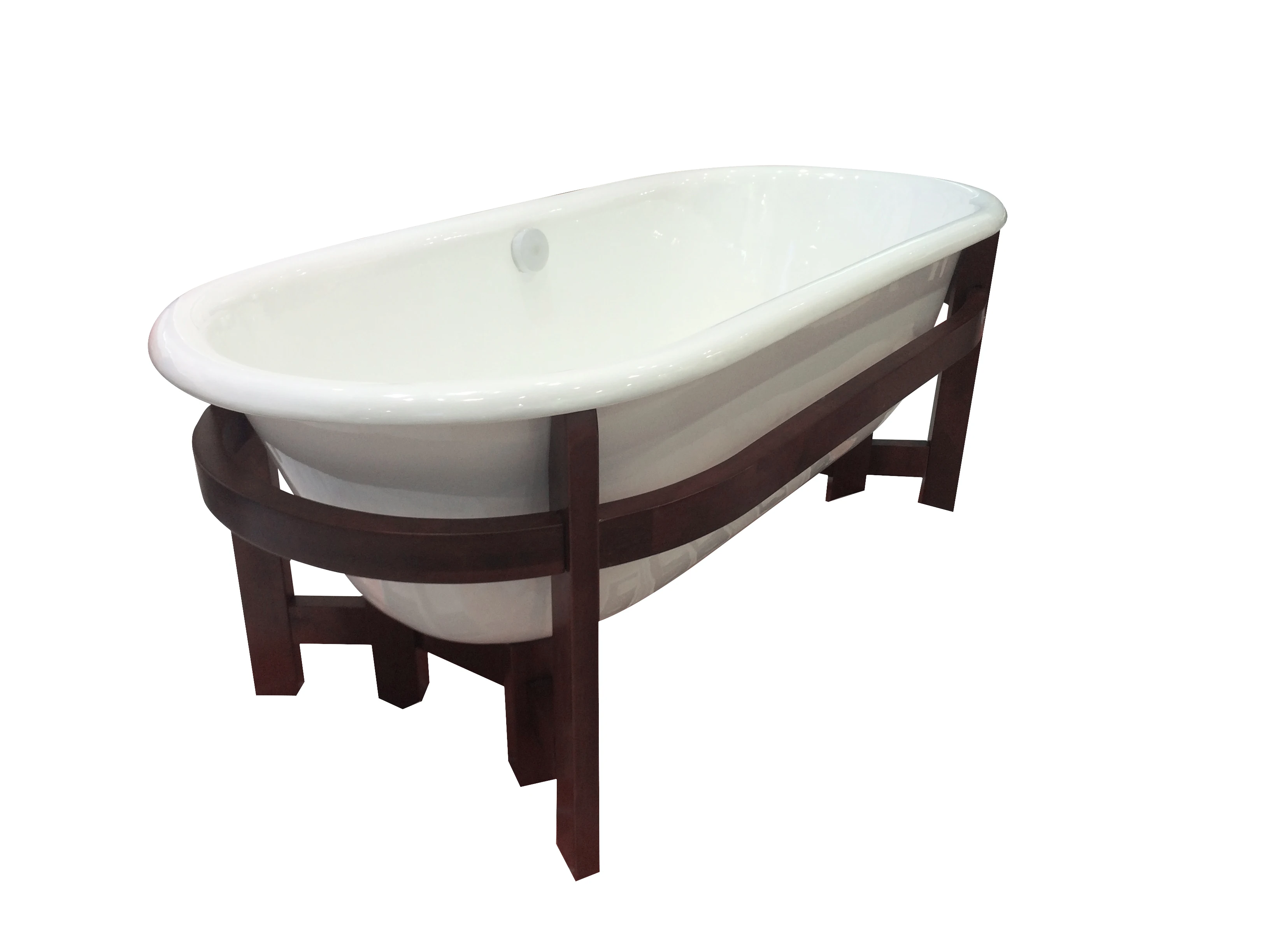 Wooden Pedestal Cast Iron Enameled Bath Tubs