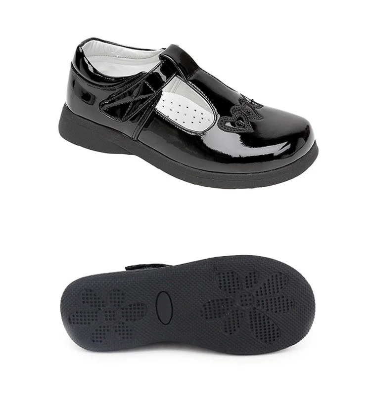Wholesale T-bar Kids Designers Comfortable Light Children Black Patent Leather School Uniform Shoes for Teenage Girls