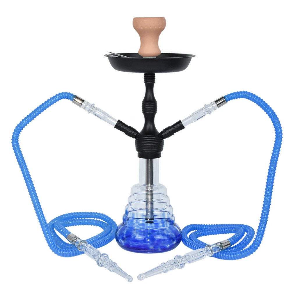 Hot sale wholesale cheap smoking glass customized classic hookah shisha with 2 hoses aluminum hookah nargile hookah