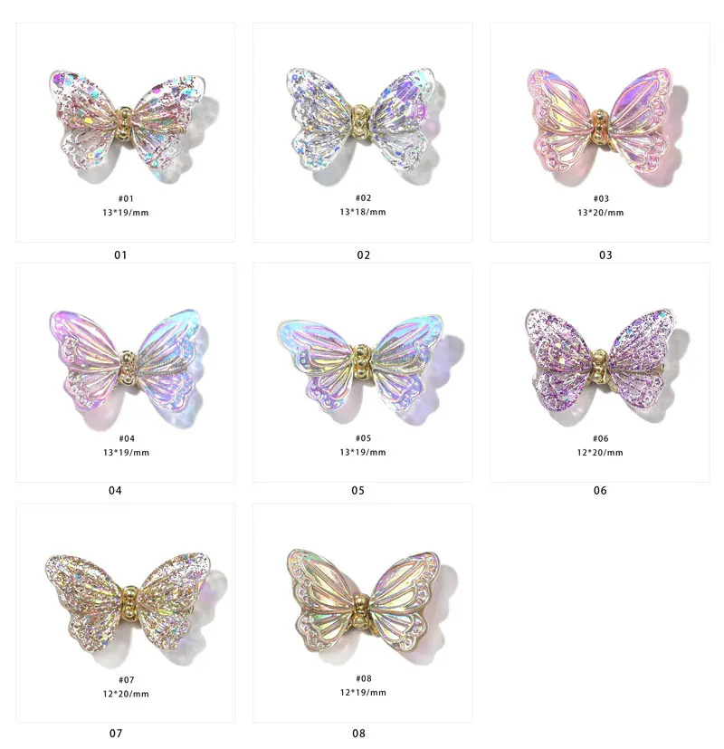 Vivid wing aurora rhinestones nail decoration supplies butterflies 3d butterfly nail ail charms