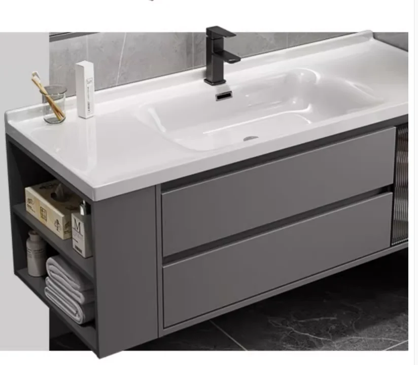 Ceramic basin bathroom cabinet combination vanity with mirror wash basin for hotel bathroom