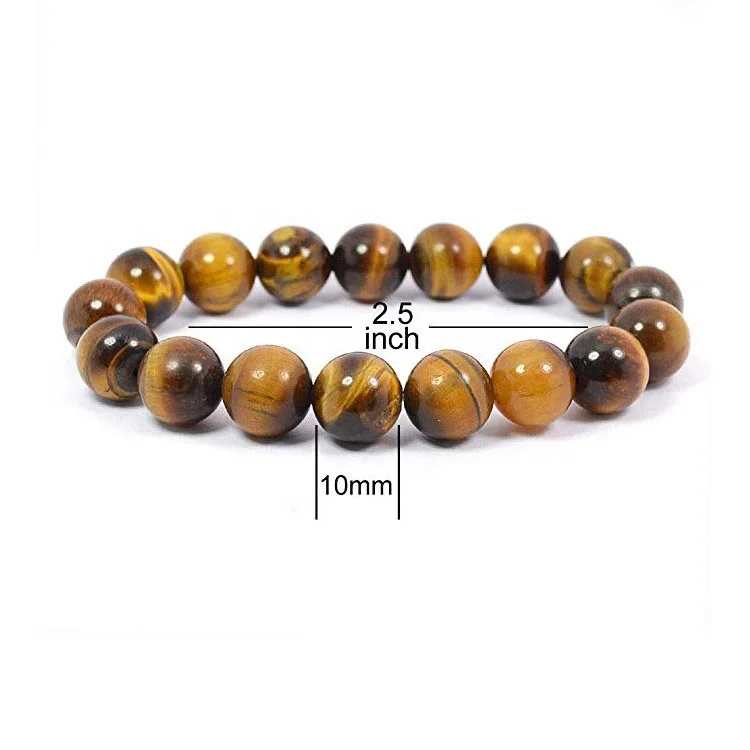 New Custom Name Man Black Tiger Eye Beaded Gemstone Charm Bracelet Crystal Stone Bracelet