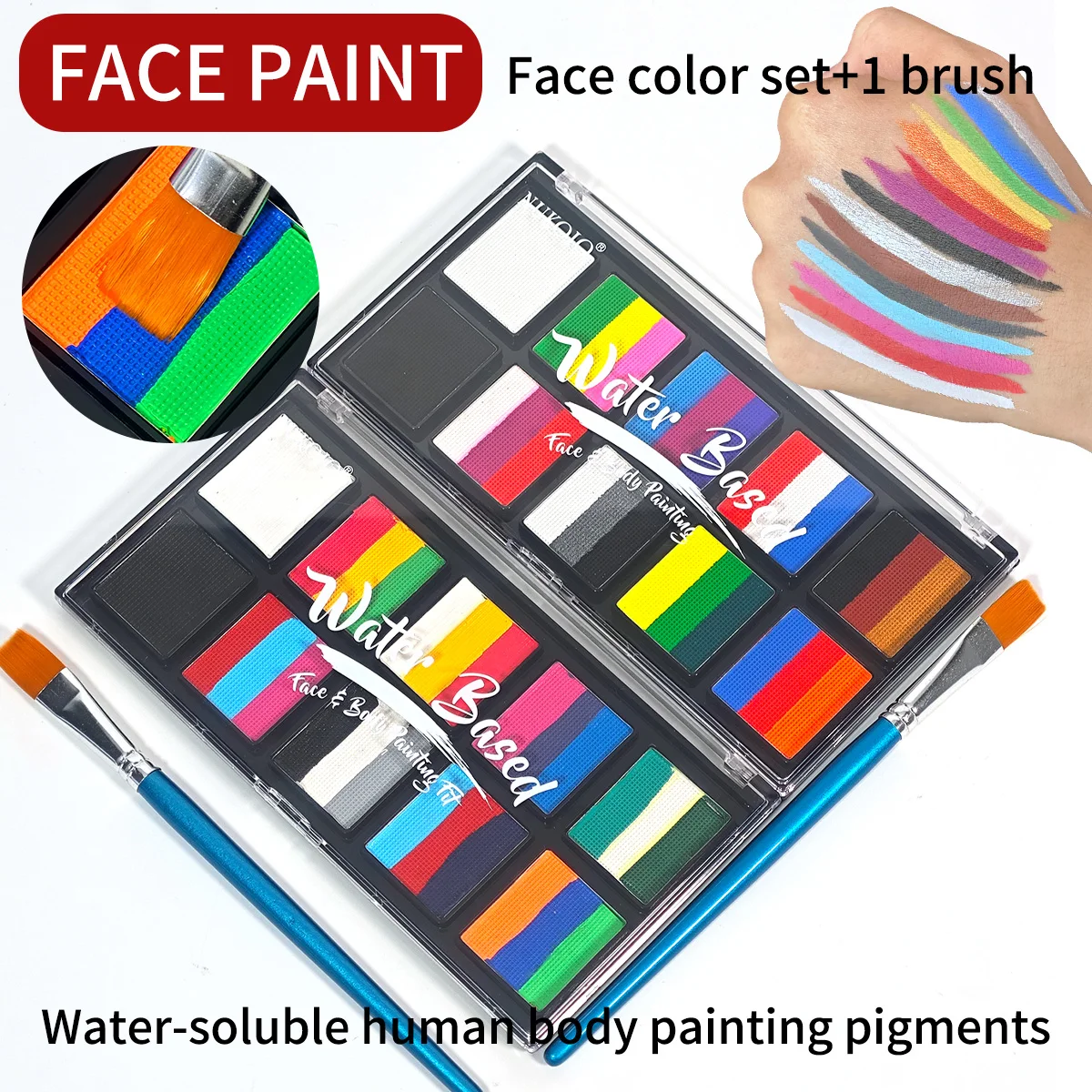 Face Body Paint 26 Colors Water Activated Professional Party Face Painting Kit Body Makeup Tattoo Oil Painting