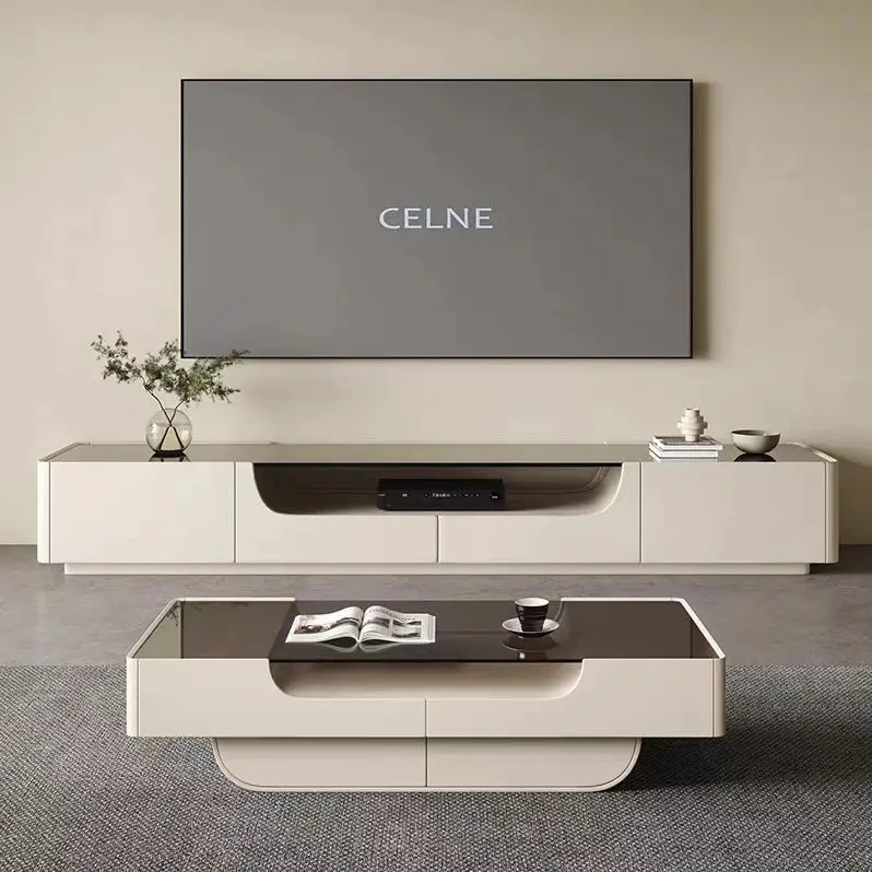 Nordic Italian Style Modern Luxury TV Stand Large Storage Capacity Accepted Customized TV Cabinet