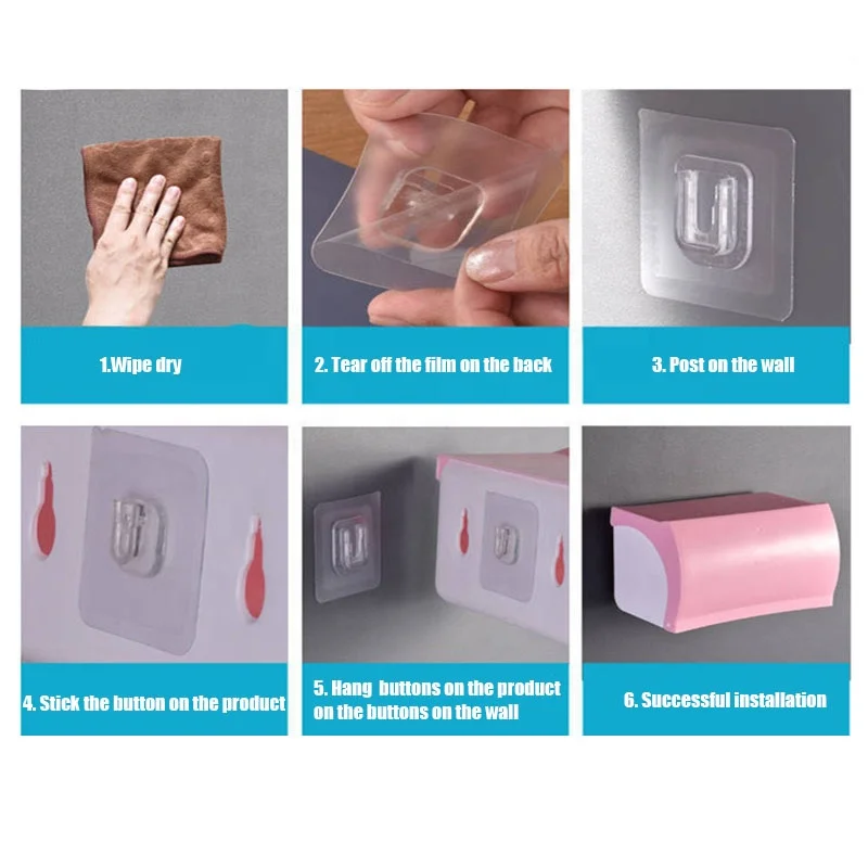 Transparent Plastic Wall Hook Double Sided Adhesive Suction Cup Double Sided Sucker Hook Bathroom Shower Clothes Hanging