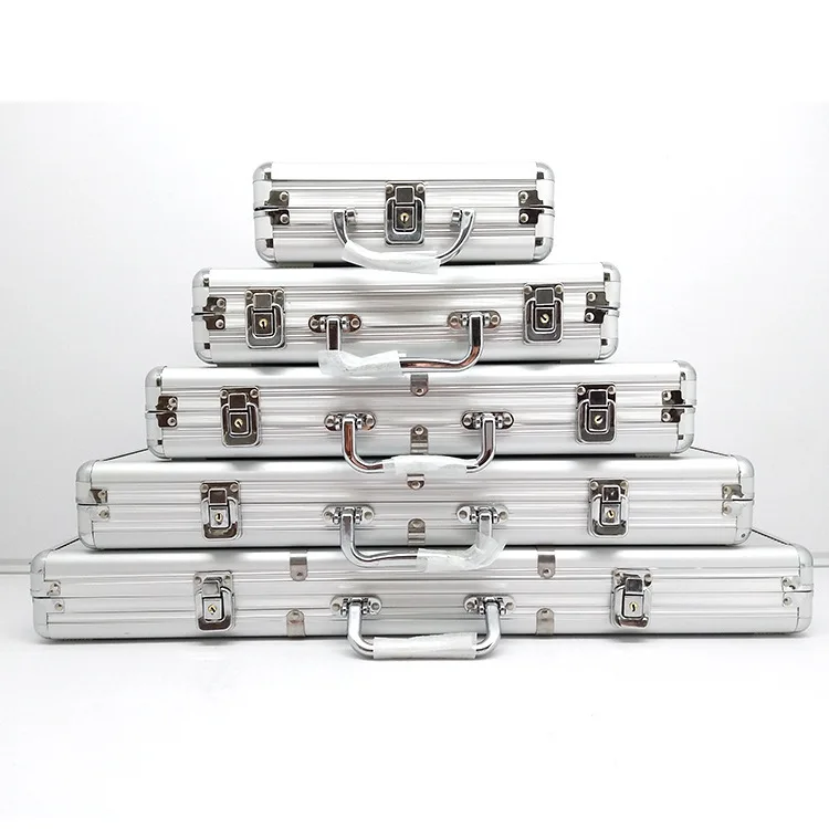 Spot Retail Aluminum Alloy Chip Cases AHBS Silver Black round Corner Chip Packing Box Portable Toolbox Aluminum Alloy Box