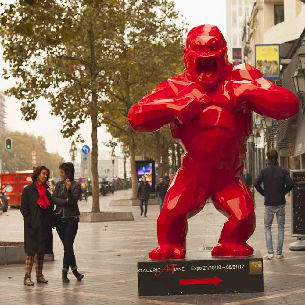  Гигантская большая гальванизированная статуя Gorilla высотой 2 метра в натуральную