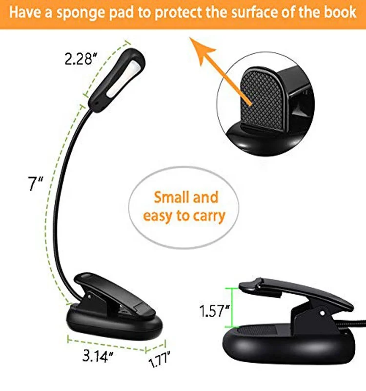 
Book Light Amber Blue Light Blocking Reading Rechargeable Sleep Aid Light 1600K Warm LED 