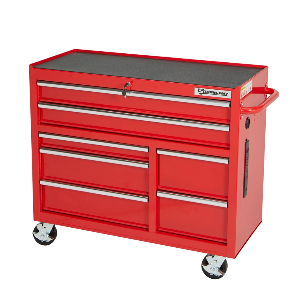 Custom Large Red Heavy Duty 7 Metal Work Drawers Suitcase Rolling Tool Box