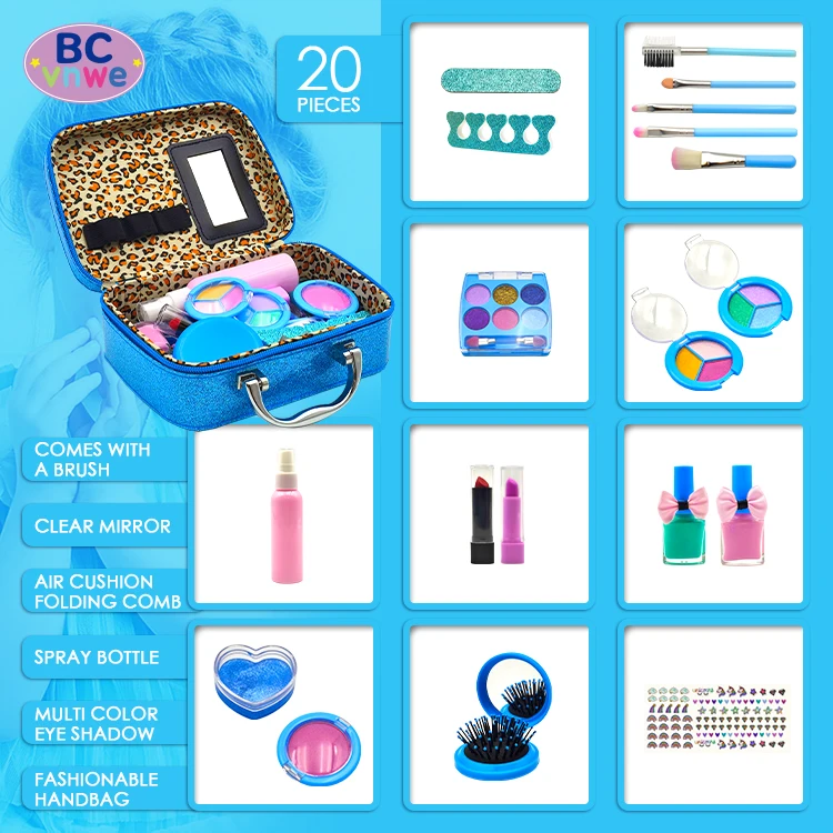 Snow Christmas Beauty Set Washable and Safe Pretend Play Makeup Toys for Kids Realistic Cosmetics Set for Preschool