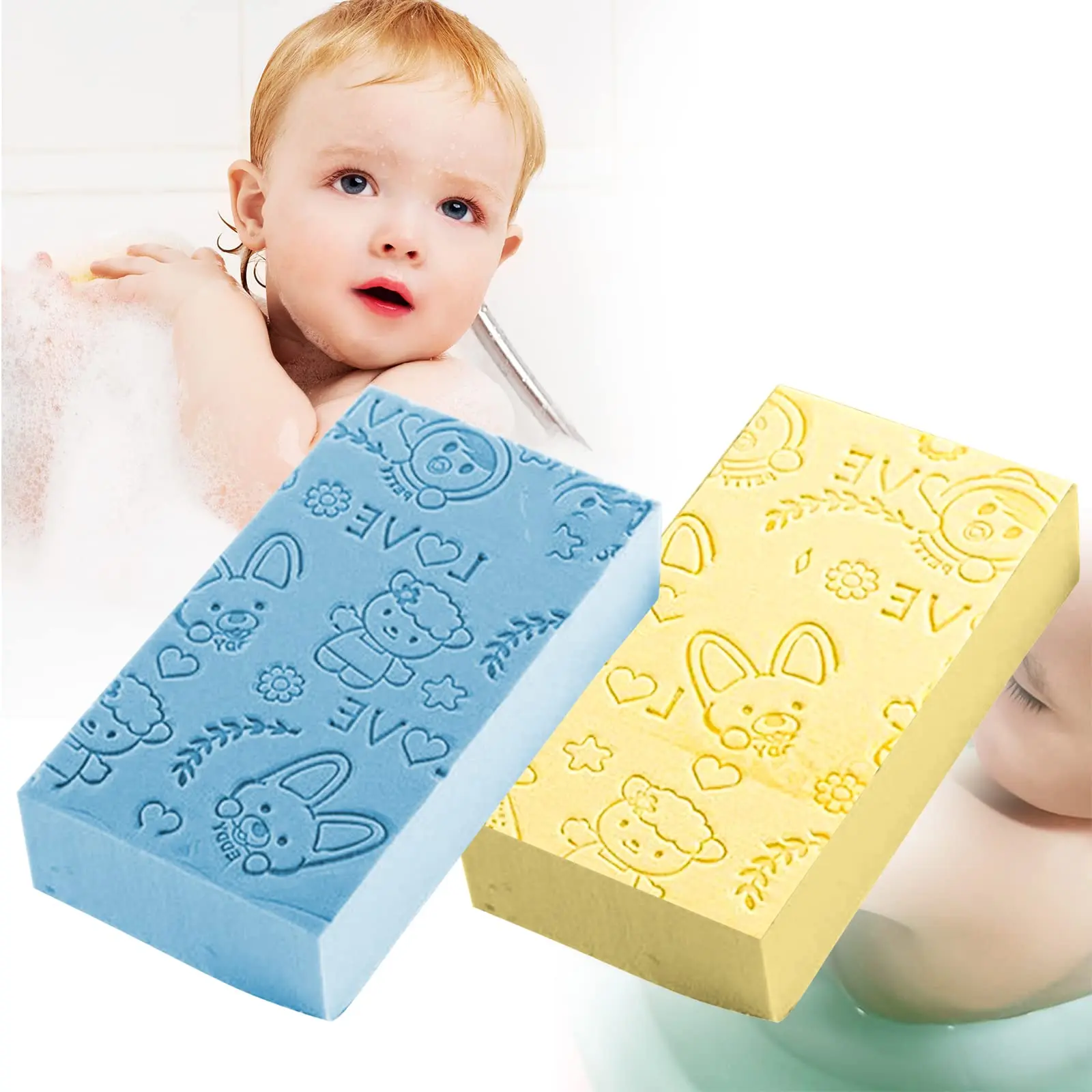 Wholesale eponge exfoliante Baby Bath Sponge exfoliant Newborn Bathing PVA Cartoon Printed Mud Back Rubbing Sponges