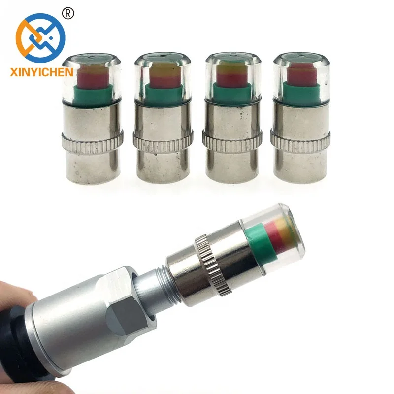 Tire valve caps with pressure indicator monitor 36PSI 2.4Bar Air alert dustproof cover universal fit for car SUV motorcycle bike