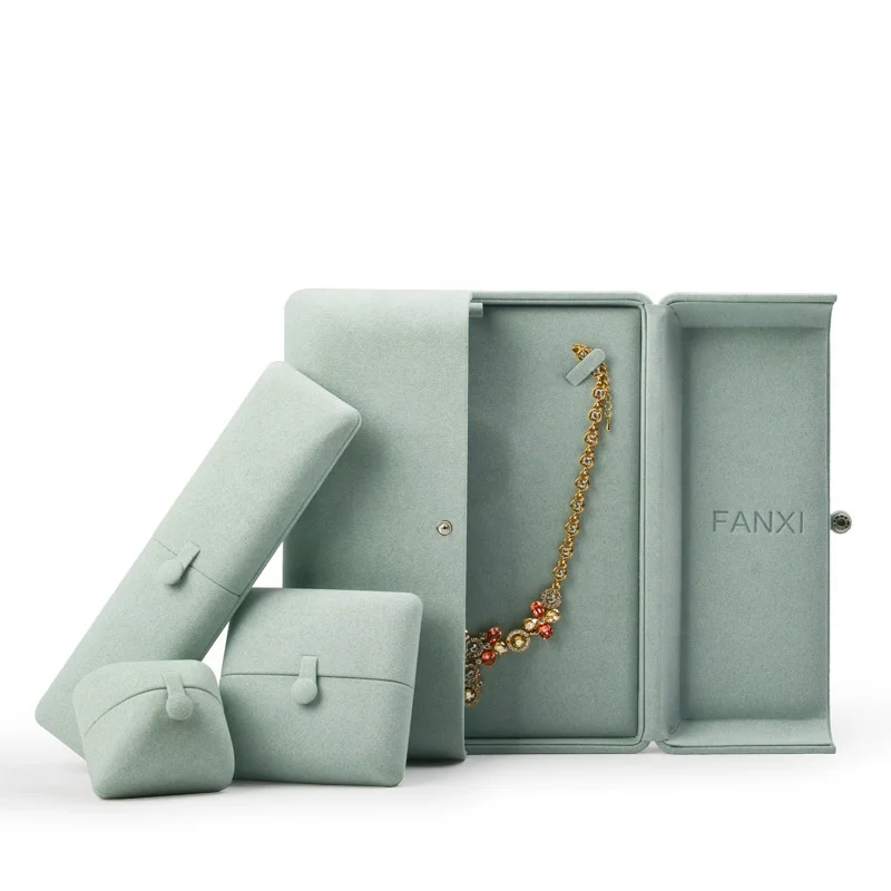FANXI New Fashion Mint Green velvet jewelry ring box earrings boxes