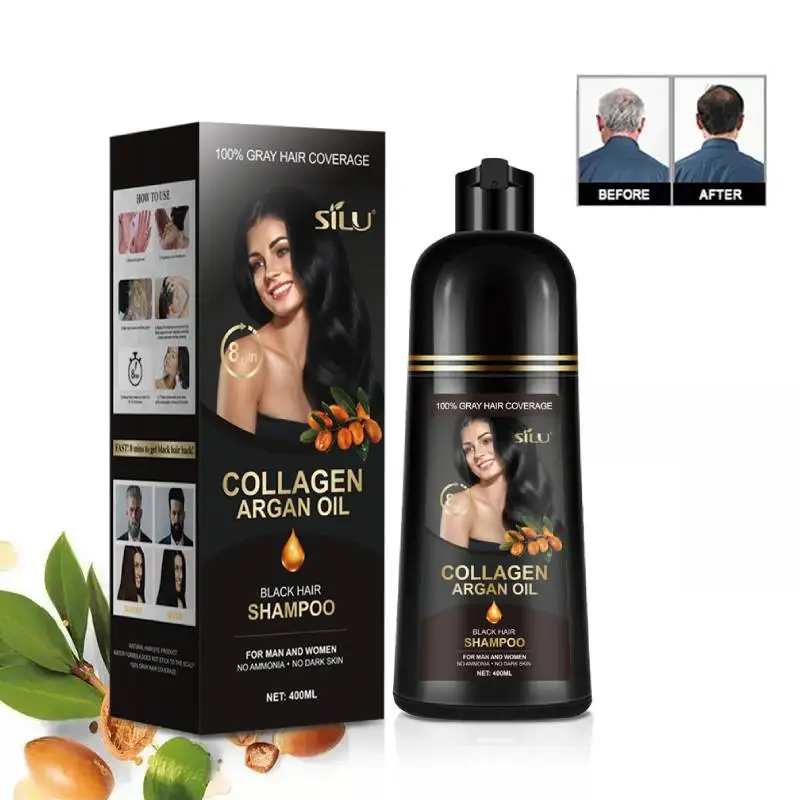 Instant shampoo color hair black bulk natural herbs 3 in 1 black hair care dropshipping sampo uban