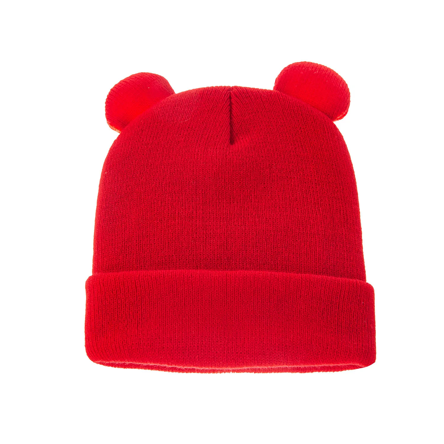 Новая осенне-зимняя однотонная эластичная детская вязаная шапка с медвежьими ушками теплая детская шапка детские шапки и кепки