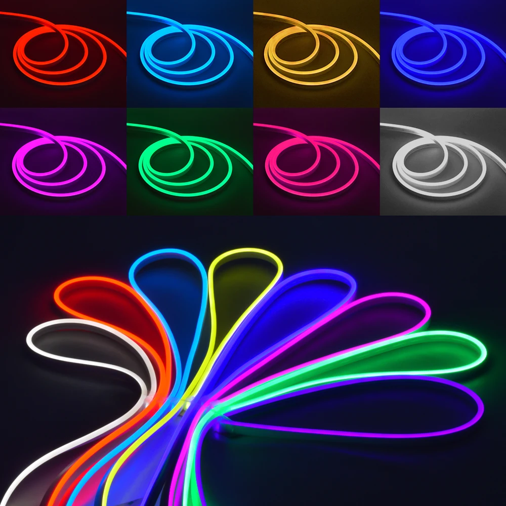 Smd2835 12v 24v Slim Silicone Ultra Thin IP67 Waterproof Flexible Strip 6mm 8mm Led Flex Neon Lights