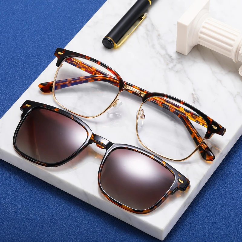 MS 81066 High Quality Anti Blue Light Eyewear Clip-On Sunglasses Polarized Magnetic Lens TR90 Frame Optical Glasses