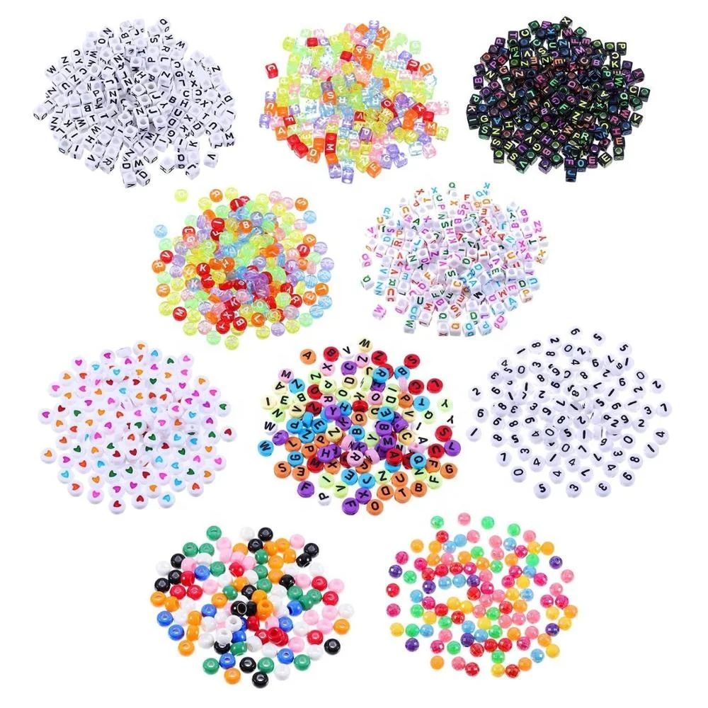 DIY Acrylic Alphabet Letter Beads for Kids Jewelry Making Set (200 pcs)