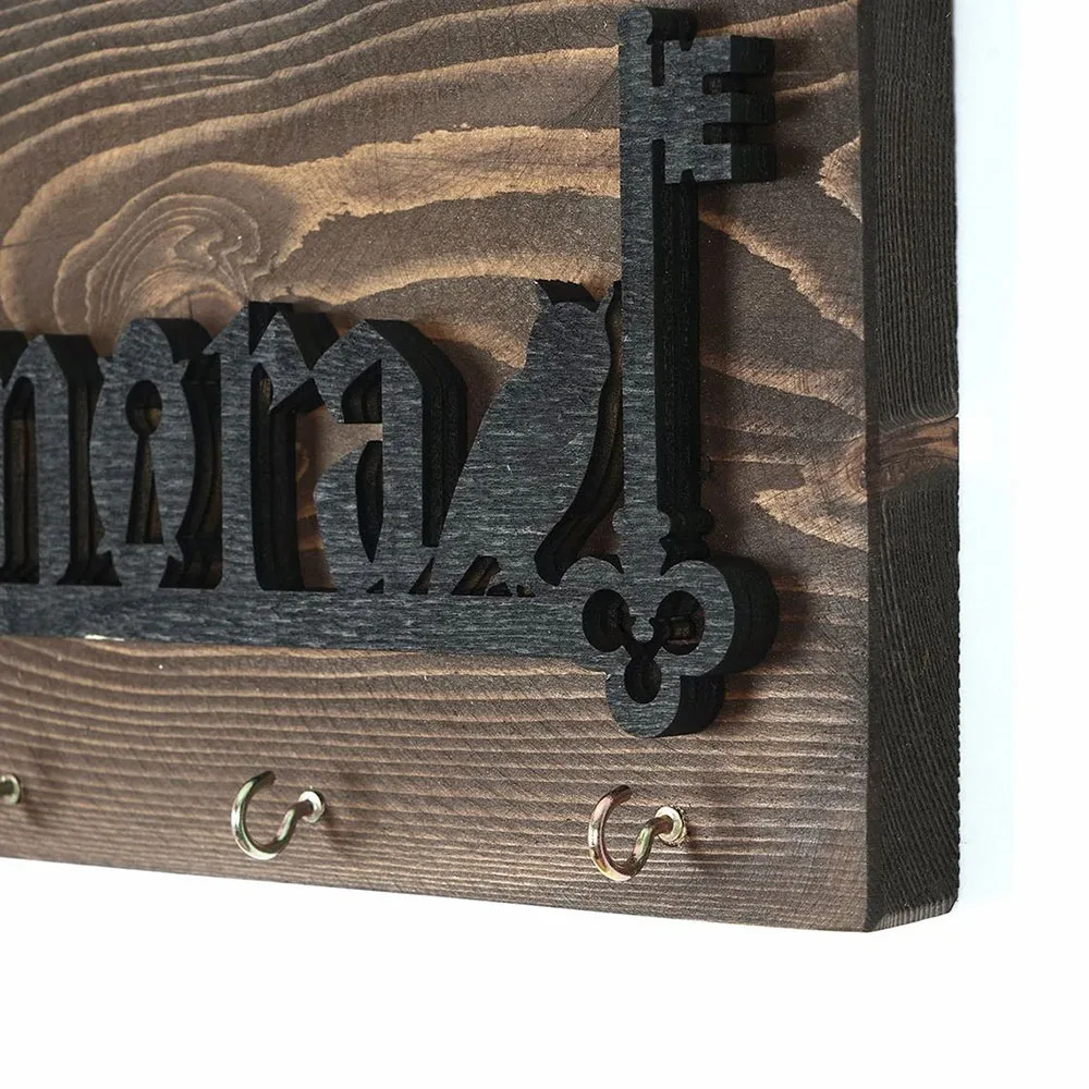 Solid Wood Hallway Wall Art Decor Key Hanger Laser Cut Alohomora Sign Key Holder Key Rack