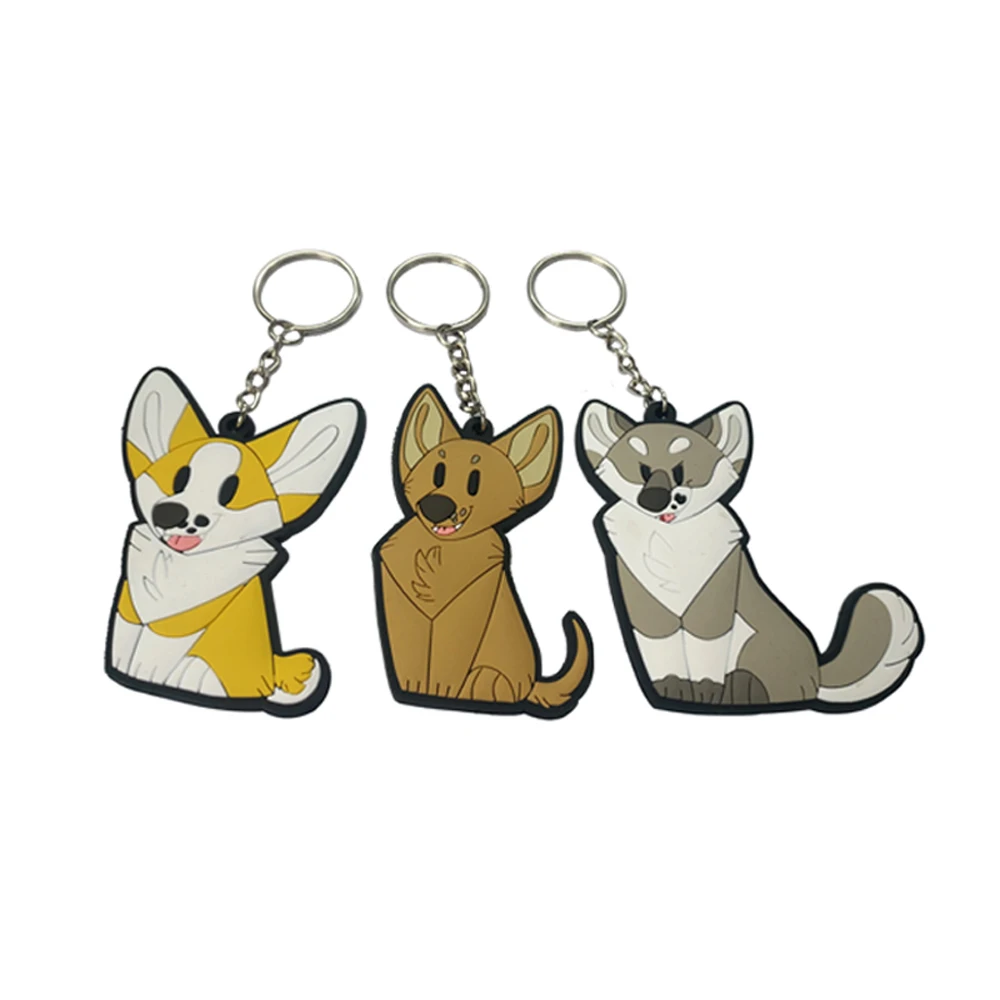 New Design Ready To Ship Wholesale Custom Cheap Cute Dog Pvc Keychain