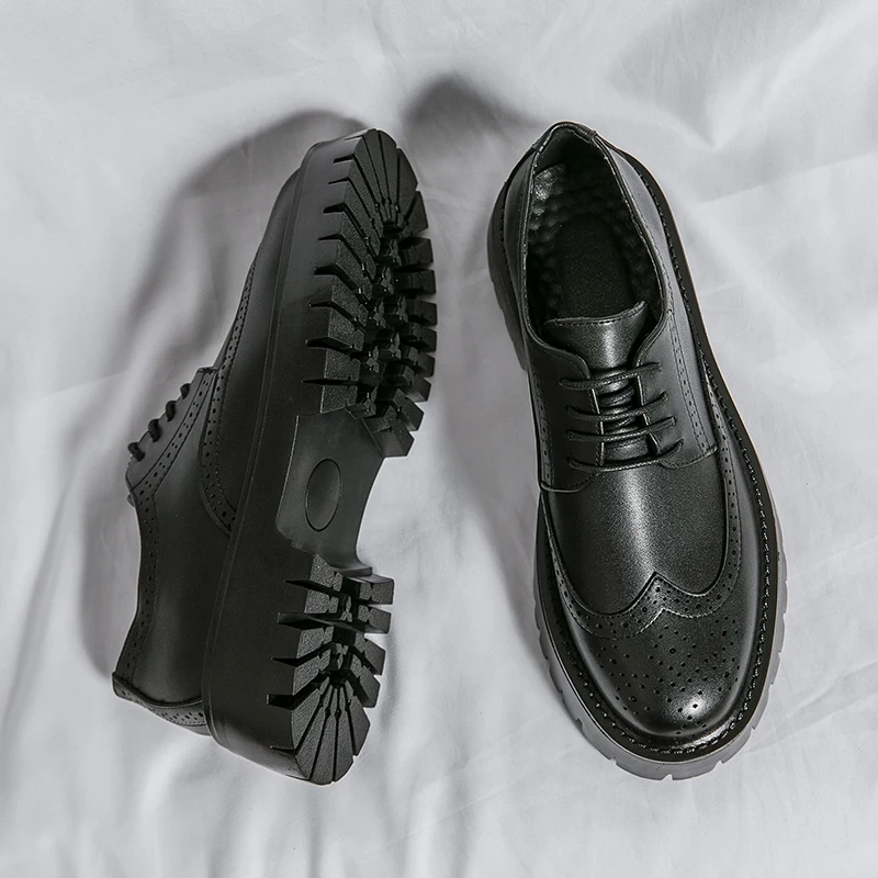 21279 newest casual leather shoes for men business platform shoes