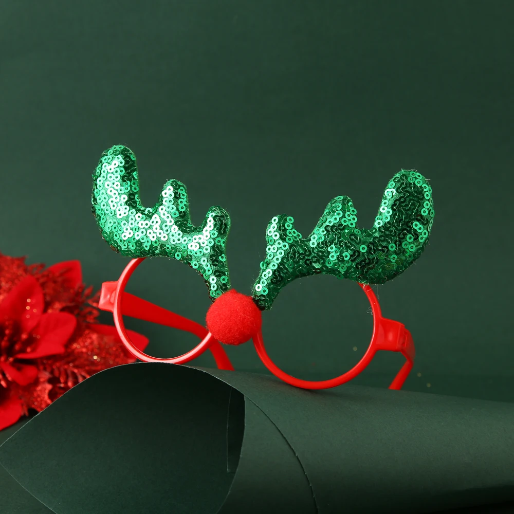VKME New Christmas Decorations Adult Kids Toys Santa Snowman Antler Glasses Christmas Decorated Glasses