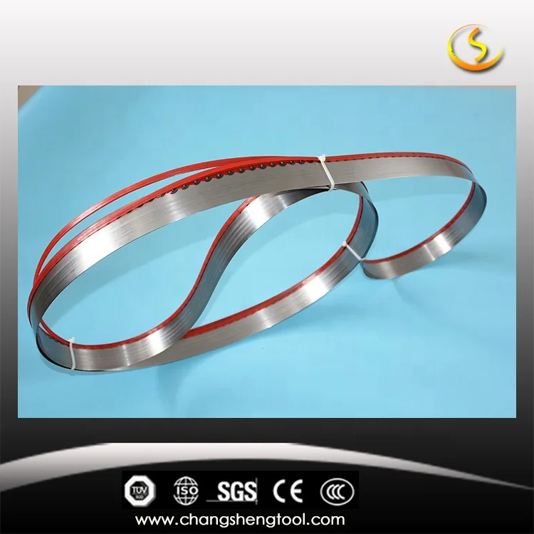 band saw blade for wood with hardened teeth coils