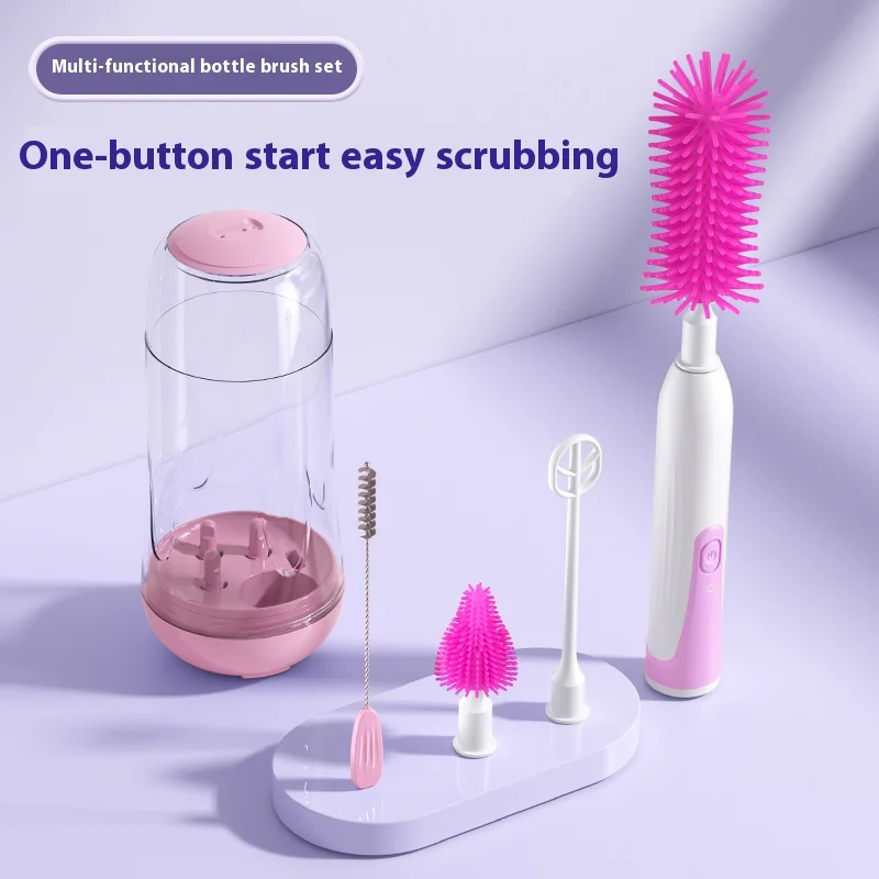 New Electric Bottle Brush Cleaner, Rechargeable Electric Baby Bottle Brush for Travel, Waterproof Electric Bottle Cleaner Set